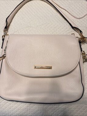 Poppy & Peonies Pale Pink Pebbled Leather Shoulder Bag